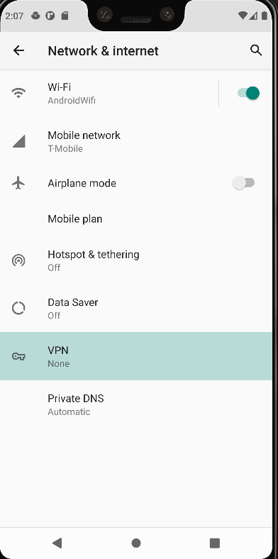 Android VPN configuration