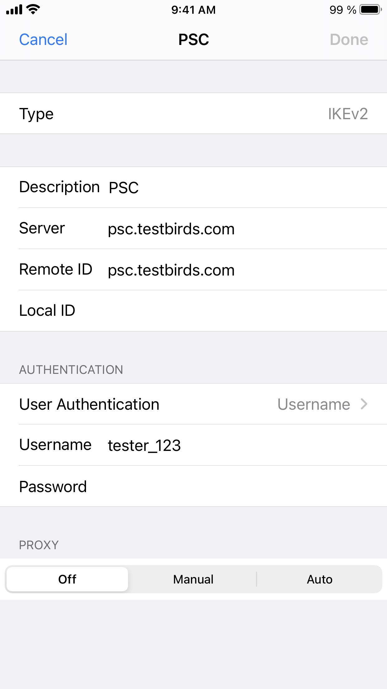 iOS VPN configuration