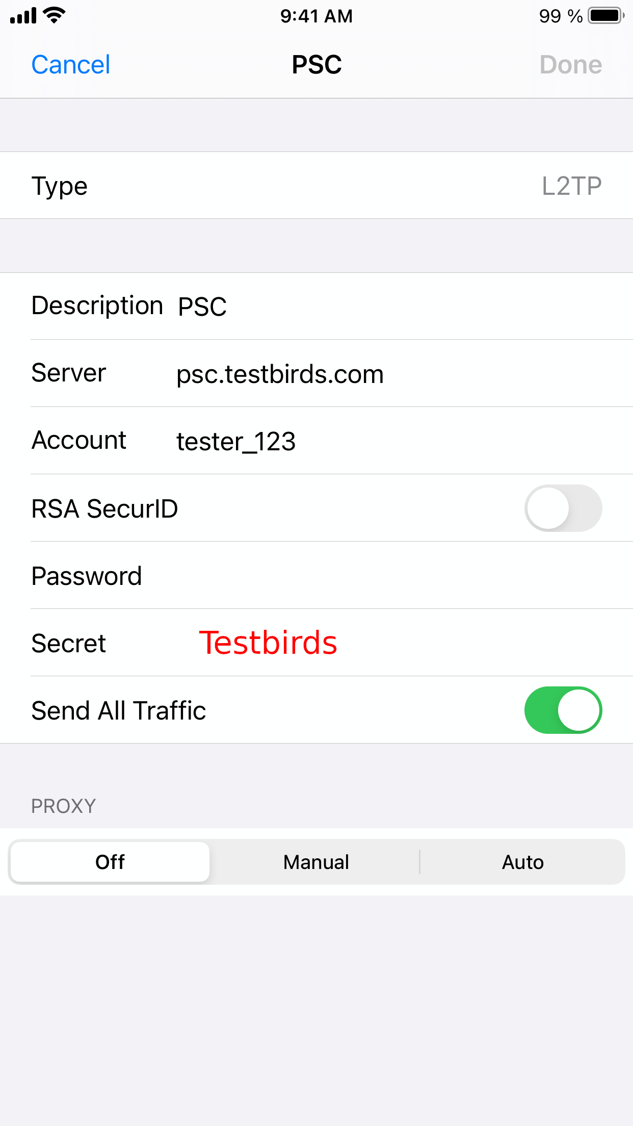 iOS VPN configuration