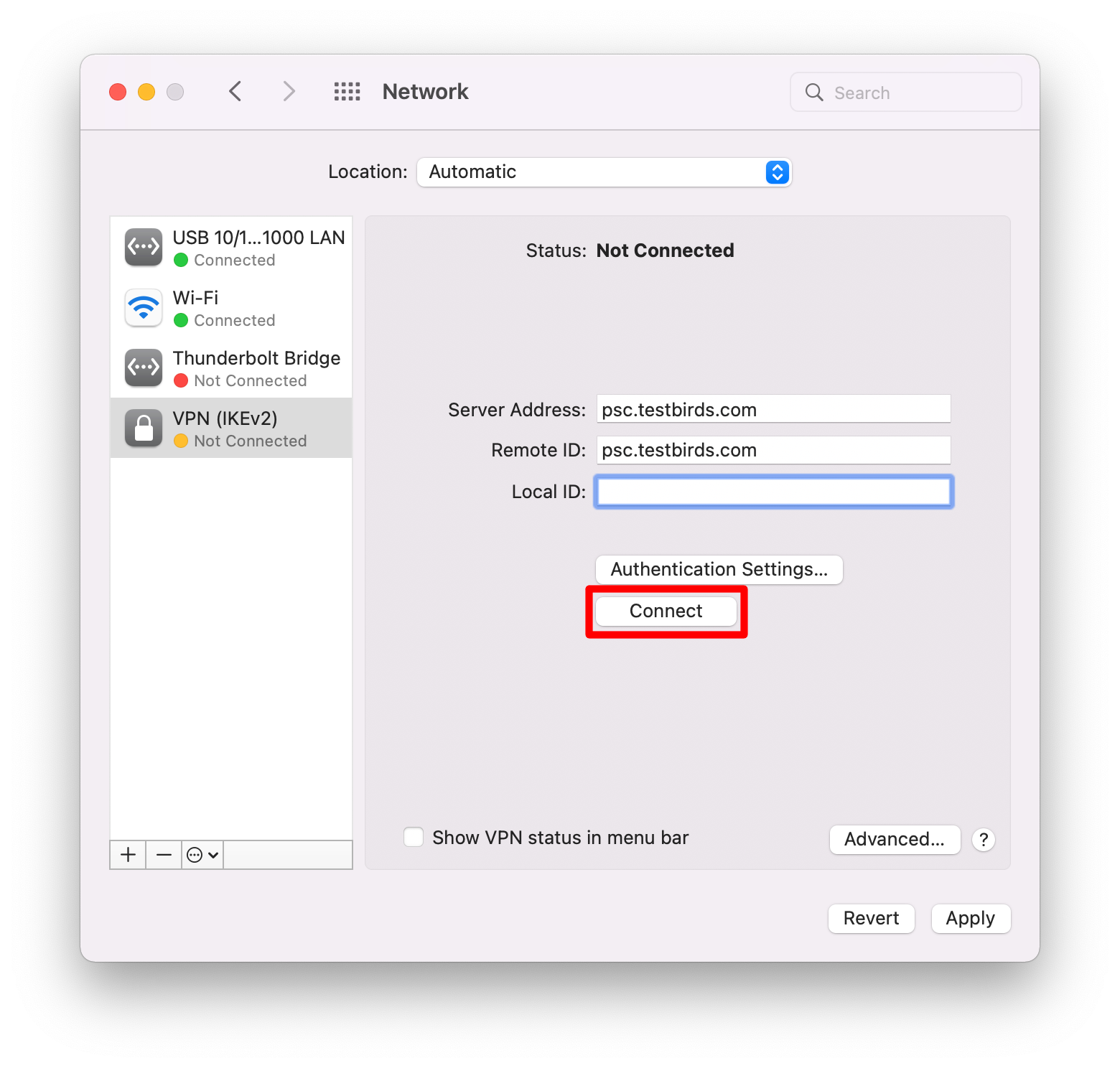 iOS VPN configuration