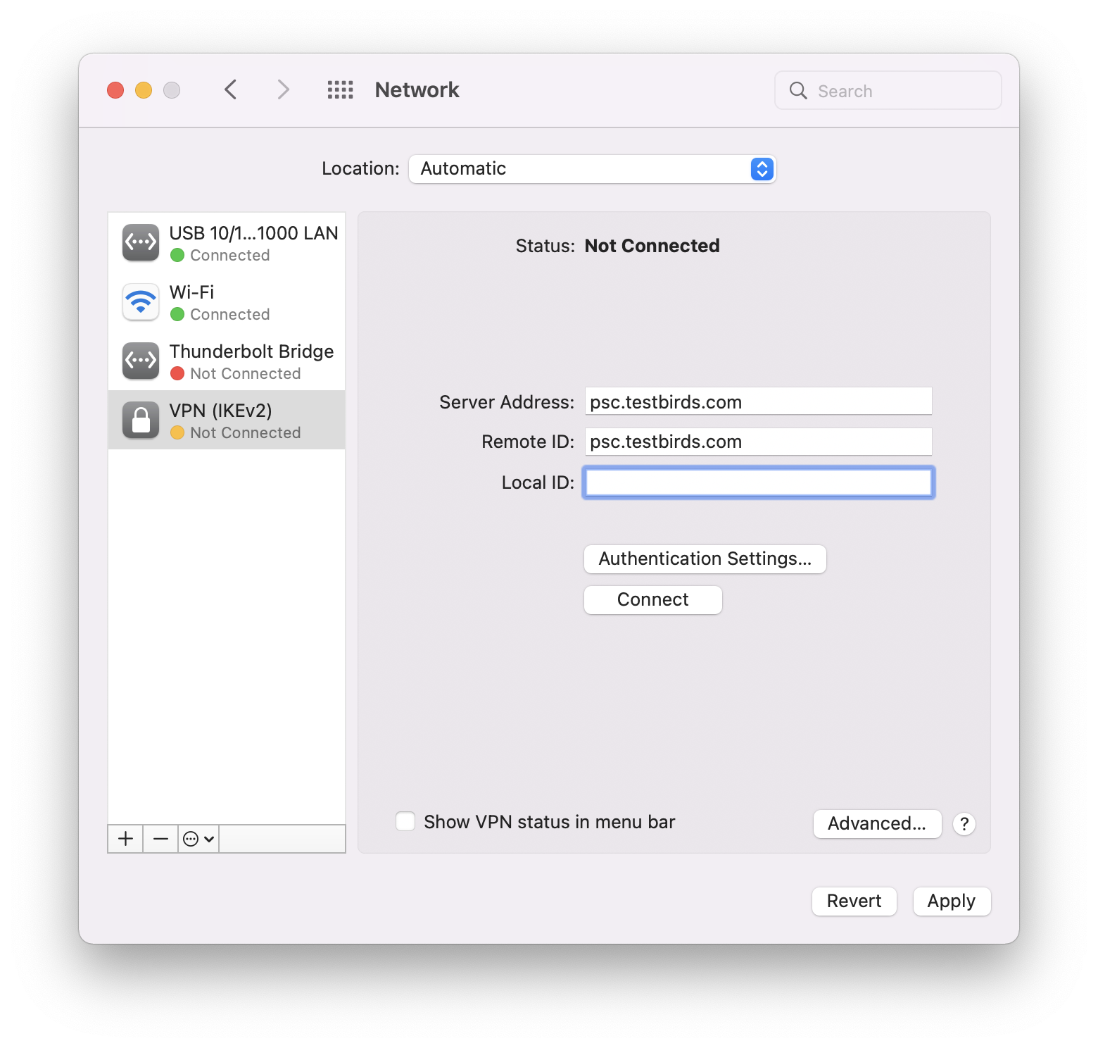 iOS VPN configuration