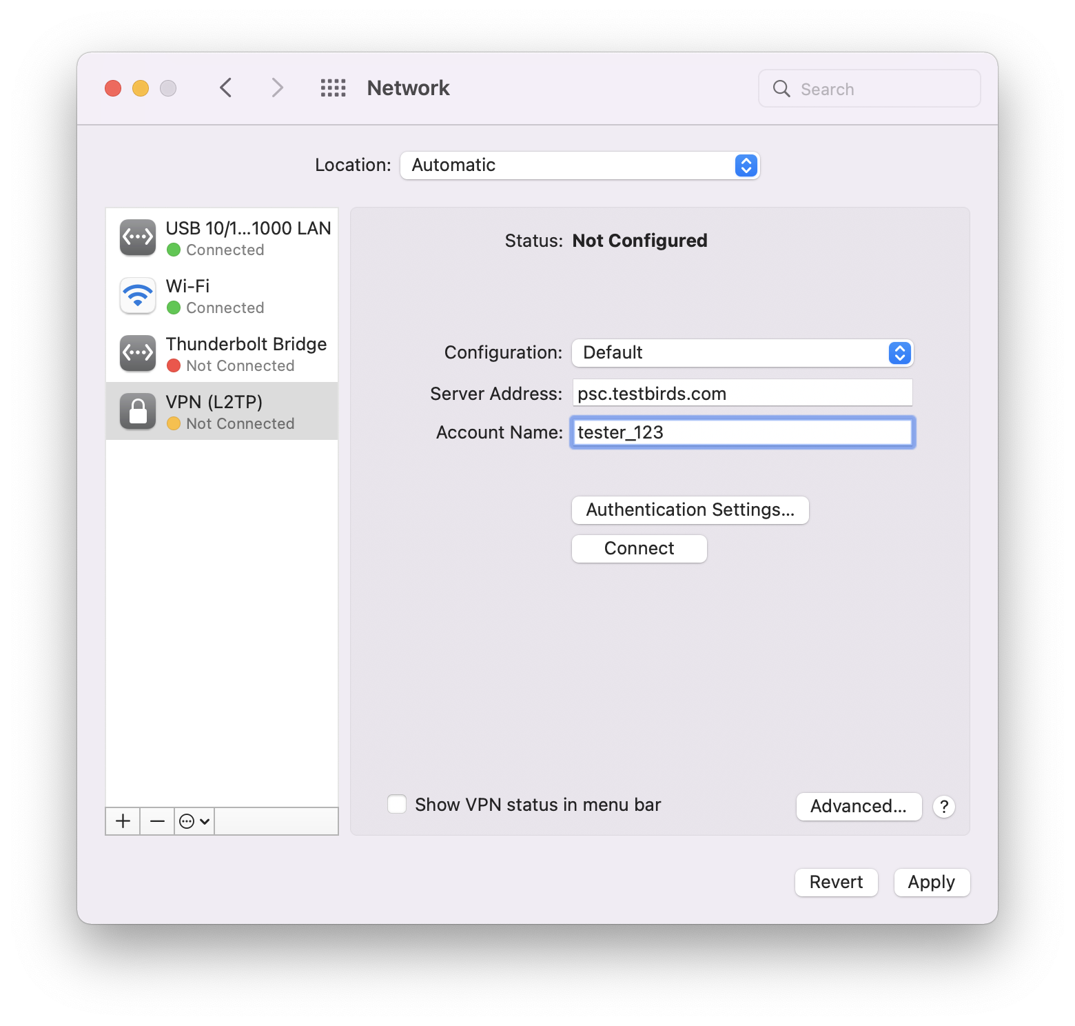 iOS VPN configuration